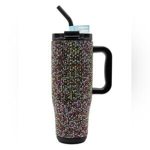 Simply Southern Black Rhinestone Studded Embellished 40oz Tumbler with Straw New